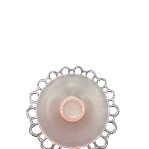 Lancaster Glass Open Work Shallow Round Bowl in Pink - Picture 5 of 6